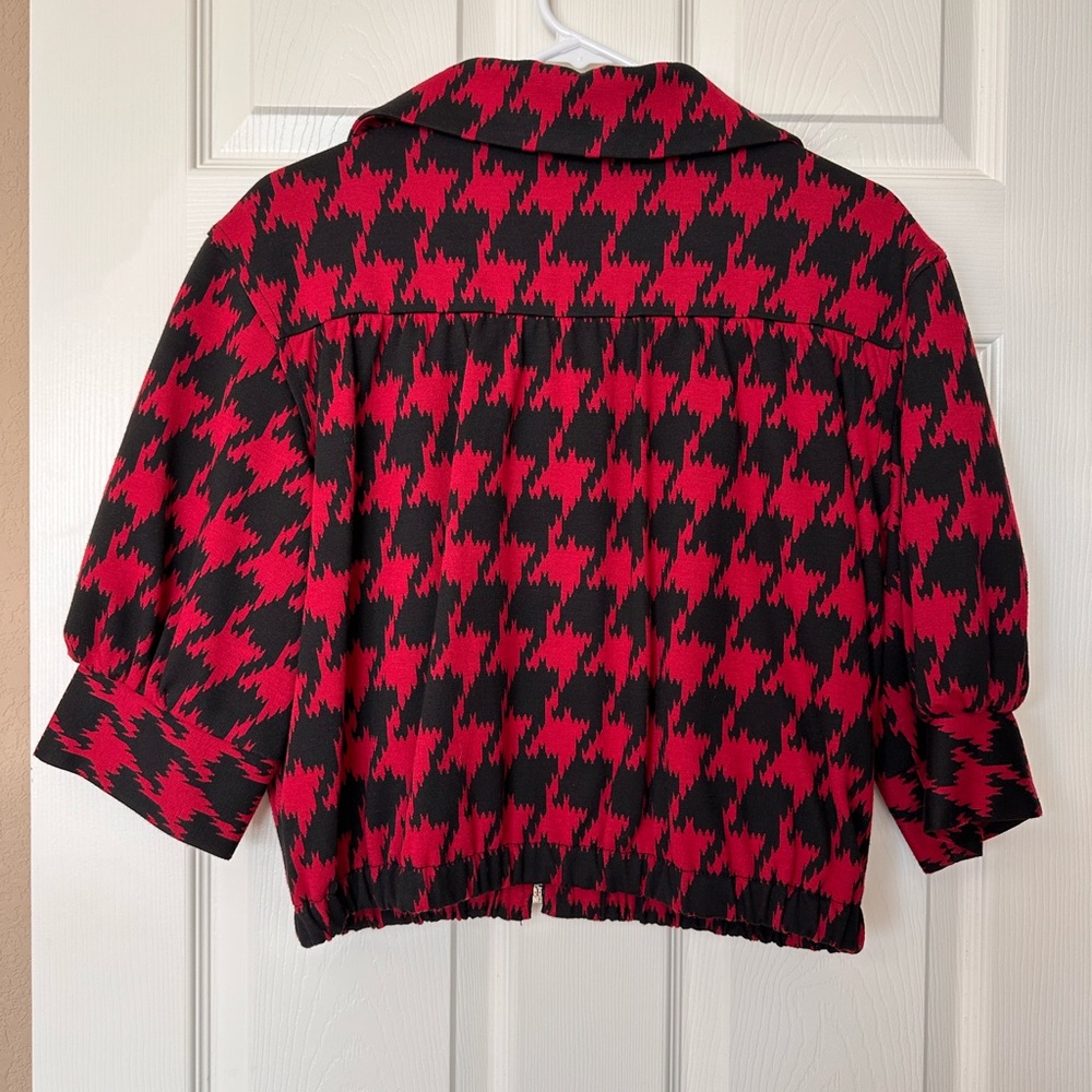 Express Red And Black Patterned Bomber Jacket - image 2
